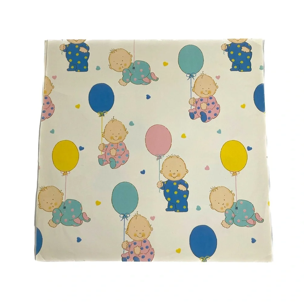 Vintage 70's 80's Baby Shower Gift Wrap Wrapping Paper 4 Designs one sealed